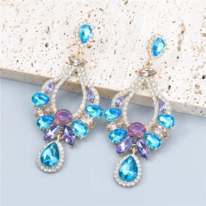 Fashion Rhinestone-studded Internet Celebrity Choice Hot Sales Drop Wholesale Earrings - Blue