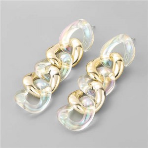 Wholesale Jewelry Summer Fashion Unique Chain Design Long Dangle Earrings - Round