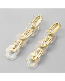 Wholesale Jewelry Summer Fashion Unique Chain Design Long Dangle Earrings - Oval