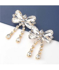 Bling Buttetfly Chain Tassel High Fashion Glass Women Wholesale Earrings - Golden