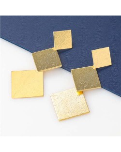Punk Fashion Wholesale Jewelry Linked Metal Square Design Internet Celebrities Earrings - Golden