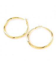Stylish Wholesale Jewelry Plain Color Twist Pattern Alloy Hoop Earrings - Golden