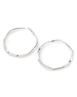 Stylish Wholesale Jewelry Plain Color Twist Pattern Alloy Hoop Earrings - Silver