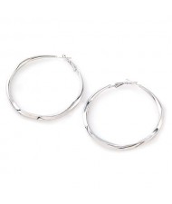 Stylish Wholesale Jewelry Plain Color Twist Pattern Alloy Hoop Earrings - Silver