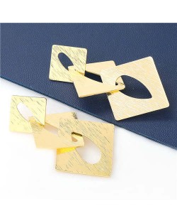 U.S. Fashion Wholesale Jewelry Square Hollow-out Combo Design Women Alloy Earrings - Golden