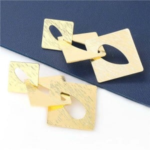 U.S. Fashion Wholesale Jewelry Square Hollow-out Combo Design Women Alloy Earrings - Golden