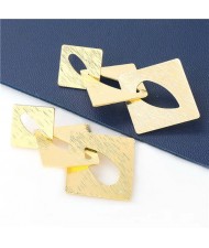 U.S. Fashion Wholesale Jewelry Square Hollow-out Combo Design Women Alloy Earrings - Golden
