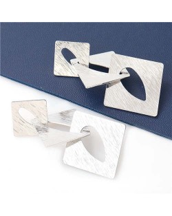 U.S. Fashion Wholesale Jewelry Square Hollow-out Combo Design Women Alloy Earrings - Silver