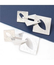 U.S. Fashion Wholesale Jewelry Square Hollow-out Combo Design Women Alloy Earrings - Silver