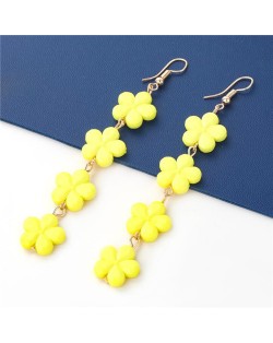 Yellow Flowers Bohemian Style Multi-layer Design Fish Hooks Women Wholesale Earrings