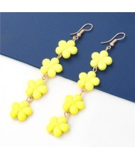 Yellow Flowers Bohemian Style Multi-layer Design Fish Hooks Women Wholesale Earrings