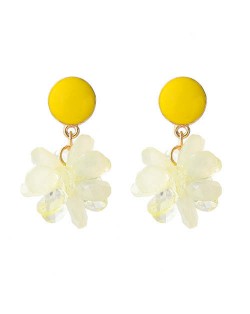 Sweet Artificial Wholesale Jewelry Crystal Flowers Fashion U.S. Style Dangling Women Earrings - Yellow