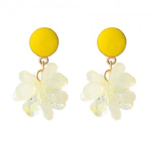 Wholesale Jewelry Sweet Artificial Crystal Flowers Fashion U.S. Style Dangling Women Earrings - Yellow