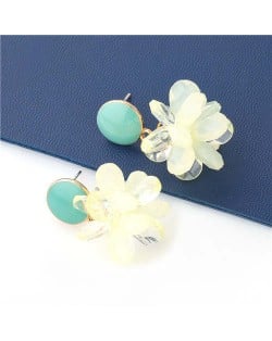 Sweet Artificial Wholesale Jewelry Crystal Flowers Fashion U.S. Style Dangling Women Earrings - Green