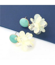 Sweet Artificial Wholesale Jewelry Crystal Flowers Fashion U.S. Style Dangling Women Earrings - Green