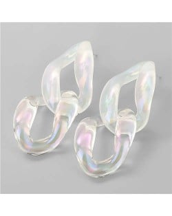Transparent Luminous Chains Unique Design Wholesale Jewelry Women Resin Earrings - Two Circles