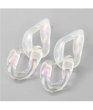 Transparent Luminous Chains Unique Design Wholesale Jewelry Women Resin Earrings - Two Circles