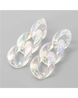 Transparent Luminous Chains Unique Design Wholesale Jewelry Women Resin Earrings - Three Circles