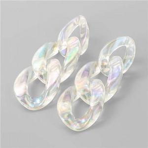 Transparent Luminous Chains Unique Design Wholesale Jewelry Women Resin Earrings - Three Circles