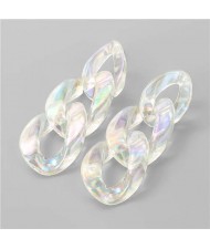 Transparent Luminous Chains Unique Design Wholesale Jewelry Women Resin Earrings - Three Circles
