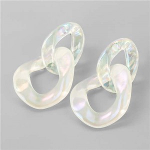 Transparent Luminous Chains Unique Design Wholesale Jewelry Women Resin Earrings - Combo