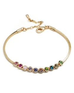 Multicolored Austrian Crystal Inlaid Rose Gold Bracelet