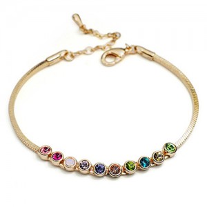 Multicolored Austrian Crystal Inlaid Rose Gold Bracelet