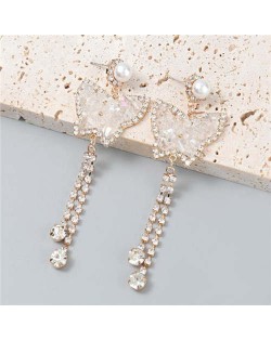 Wholesale Fashion Jewelry Shiny Rhinestone Cute Butterfly Tassel Design Dangle Earrings