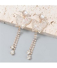 Wholesale Fashion Jewelry Shiny Rhinestone Cute Butterfly Tassel Design Dangle Earrings