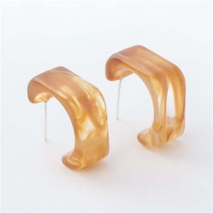 Summer Fashion Geometric Unique Design Resin Wholesale Earrings - Brown