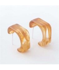 Summer Fashion Geometric Unique Design Resin Wholesale Earrings - Brown
