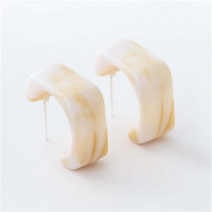 Summer Fashion Geometric Unique Design Resin Wholesale Earrings - Beige
