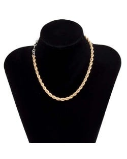 Golden and Silver Twist Chain U.S. Wholesale Jewelry Fashion Women Alloy Simple Design Necklace