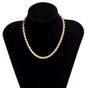 Golden and Silver Twist Chain U.S. Wholesale Jewelry Fashion Women Alloy Simple Design Necklace
