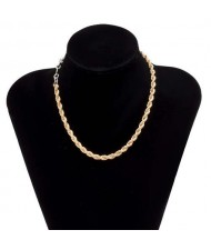 Golden and Silver Twist Chain U.S. Wholesale Jewelry Fashion Women Alloy Simple Design Necklace