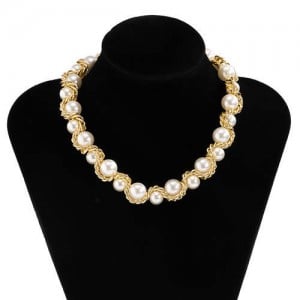 Luxurious Baroque Style Chain Winding Design Artificial Pearl Wholesale Fashion Necklace