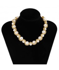 Luxurious Baroque Style Chain Winding Design Artificial Pearl Wholesale Fashion Necklace