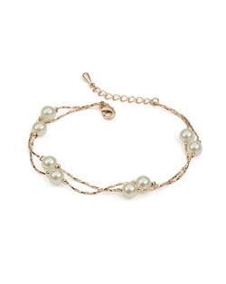 Pearls String Fashion Rose Gold Bracelet