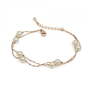 Pearls String Fashion Rose Gold Bracelet