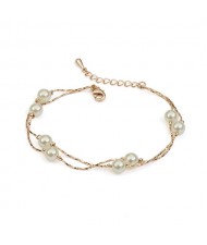 Pearls String Fashion Rose Gold Bracelet