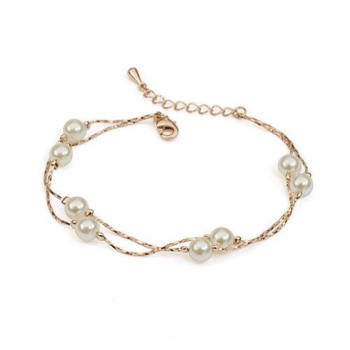 Pearls String Fashion Rose Gold Bracelet