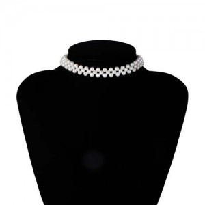 U.S. Fashion Wholesale Jewelry Round Shape Artificial Pearl Short Women Necklace