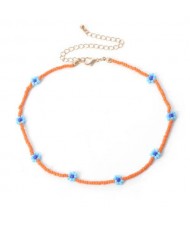 Vintage Ethnic Style Beads Weaving Flower Women Wholesale Necklace - Orange