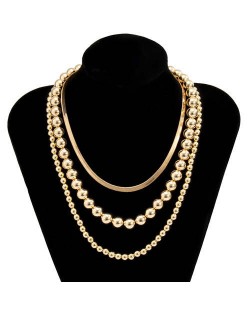 Hip-Hop Style Wholesale Jewelry Beads Chain Multi-layer Women Necklace - Golden