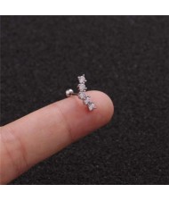 Cubic Zirconia Shining Leaf Design Stainless Steel Piercing Stud Earrings (1 piece)