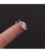 Cubic Zirconia Shining Leaf Design Stainless Steel Piercing Stud Earrings (1 piece)