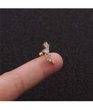 Cubic Zirconia Shining Leaf Design Stainless Steel Piercing Stud Earrings (1 piece)