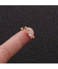 Cubic Zirconia Shining Leaf Design Stainless Steel Piercing Stud Earrings (1 piece)