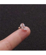 Cubic Zirconia Shining Leaf Design Stainless Steel Piercing Stud Earrings (1 piece)