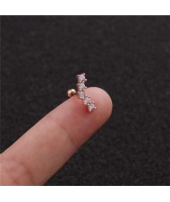 Cubic Zirconia Shining Leaf Design Stainless Steel Piercing Stud Earrings (1 piece)